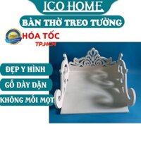 Bàn thờ công giáo, kệ bàn thờ Chúa khắc hoa văn Ngang 30cm, màu trắng sang trọng - ICO HOME
