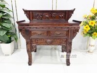 Bàn Thờ Gỗ Cẩm Thị 2 Tầng Chạm Tứ Linh - BT209