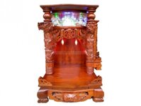 Bàn Thờ Thần Tài Gỗ Căm Xe Rồng Nổi, Hộp Điện 56 x 88cm - BTTT208