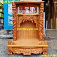 Bàn thờ thần tài ông địa gỗ căm xe mặt gõ ngang 60cm mẫu mới rất đẹp
