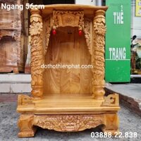 Bàn thờ thần tài ông địa gỗ xoan ngang 56 cm quỳ trụ mẫu mới