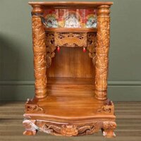 Bàn thờ thần tài ông địa gỗ căm xe hộp đèn có bục - OD12