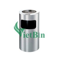 Bán Thùng rác inox tròn giá rẻ có gạt tàn thuốc lá A35-B