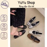 [BẢN THƯỜNG] Giày búp bê nữ đính nơ chất da mềm phong cách thu đông 2024