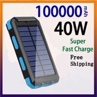 Bàn Tính Năng Lượng Mặt Trời 100000Pin Sạc Dự Phòng Chống Thấm Nước Có Đèn LED