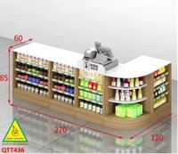 Bàn tính tiền, quầy thu ngân cho cửa hàng tiện lợi, siêu thị mini, shop QTT436 - NỘI THẤT LẮP RÁP VIENDONGADV