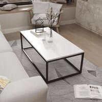 Bàn trà 1200*600 chân sắt đá trắng