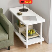 Bàn trà 2 tầng chân sắt sơn tĩnh tiện màu trắng thương hiệu AVES - GM143