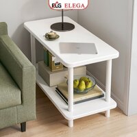 Bàn trà 2 tầng chân sắt sơn tĩnh tiện màu trắng thương hiệu ELEGA - GM143