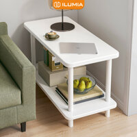 Bàn trà 2 tầng chân sắt sơn tĩnh tiện màu trắng thương hiệu ILUMIA - GM143