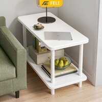Bàn trà 2 tầng chân sắt sơn tĩnh tiện màu trắng thương hiệu FELI - GM143