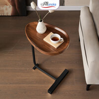 Bàn trà chân sắt uốn cong mặt óc chó sang trọng thương hiệu Monoka - GM81