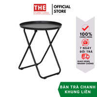 Bàn trà chanh gấp gọn mini khung sắt liền mặt tròn sơn tĩnh điện chân đan chữ X cho quán nước café trà sữa giá rẻ
