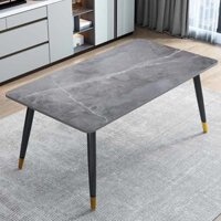 Bàn trà chữ nhật/ bàn sofa màu vân đá chân sắt ngồi bệt hoặc ngồi cao, bàn uống nước phòng khách phong cách hiện đại