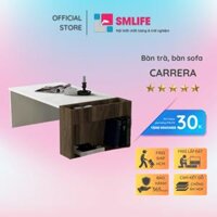 Bàn trà gỗ hiện đại SMLIFE Carrera   Gỗ MDF dày 17mm chống ẩm  D95xR50xC35cm - Walnut Đậm - Trắng