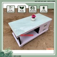 Bàn trà gỗ mặt Kính DUYANH Sofa 2 hộc kéo