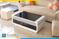 Bàn trà gỗ mặt kính kiểu dáng đẹp BTR154