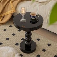 Bàn Trà Gỗ Tròn Phong Cách Cổ Điển Pháp, Màu Đen - Kem, Trang Trí Sofa & Phòng Khách