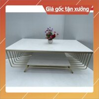 Bàn trà mặt kính 2 tầng chân sắt - Bàn trà hình chữ nhật