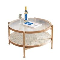 Bàn trà mây kính sóng Rattan