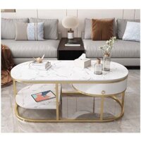 Bàn trà sofa dài, bàn phòng khách, bàn trà đơn dài, bàn cà phê bàn decor 1m 1m2 2 tầng có ngăn kéo, mặt đá ceramic