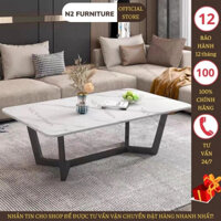 Bàn trà sofa decor N48, bàn gỗ nội thất N2 Furniture, bàn decor phòng khách mặt đá làm bàn sofa uống nước cafe ban công