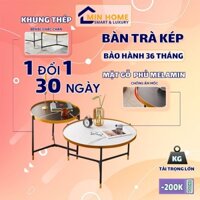 Bàn trà sofa phòng khách, bàn cafe gỗ uống nước, bàn sofa kiểu nhật mặt họa tiết cực đẹp gồm 2 bàn