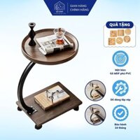 Bàn trà sofa tròn 2 tầng, bàn cafe decor đế có bánh xe, kệ đầu giường mặt gỗ MDF khung sắt tĩnh điện