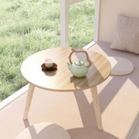 Bàn trà sofa tròn ngồi bệt MINI chân gỗ, phong cách hiện đại, decor phòng ngủ siêu xinh
