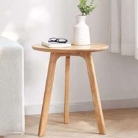 Bàn trà tròn 3 chân gỗ sồi nhỏ