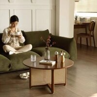 Bàn Trà Tròn Gỗ Nguyên Khối Phong Cách Gỗ Căn Hộ Nhỏ Phòng Khách Gia Dụng Ban Công Phong Cách Wababababababababababababa