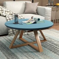 Bàn trà tròn gỗ thông ngồi bệt 60cm x 40cm - Bàn sofa phòng khách chân gỗ chắc chắn decor nhà đẹp
