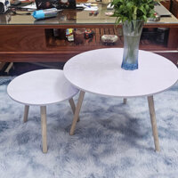 Bàn trà tròn sofa, bàn tròn cafe ngồi bệt chân gỗ tự nhiên tiện ích