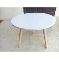 Bàn trà tròn sofa, cafe ngồi bệt chân gỗ sồi tự nhiên tiện ích đường kinh 60 - trắng phi 60,chân cao 30