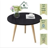 Bàn trà tròn sofa ngồi bệt chân gỗ tự nhiên, Bàn tròn cafe dùng làm decor phòng ngủ nhiều màu sắc