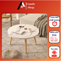Bàn trà tròn sofa ngồi bệt chân gỗ tự nhiên, Bàn tròn cafe dùng làm decor phòng ngủ nhiều màu sắc Family shop