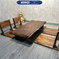 Bàn trà và ghế ngồi bệt NIHO kiểu Nhật đa năng bằng gỗ me tây dày 5cm nguyên khối chắc chắn,tiện lợi NHF21036💕FREESHIP💕