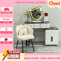 Bàn trang điểm bàn phấn hàng nhập khẩu cao cấp kết nối bluetooth loa cáp sạc kèm gương led đổi màu và ghế - Mã TN26