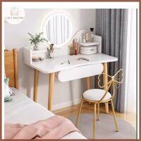 Bàn Trang Điểm, Bàn Phấn Lily Decor Mã QD009 Thiết Kế Hiện Đại Tích Hợp Đèn LED Cảm Ứng Thông Minh, Chất Liệu Gỗ