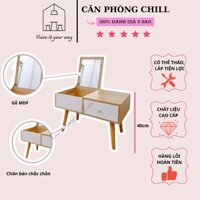 Bàn trang điểm bệt có gương gấp gọn chất liệu gỗ MDF phủ melanin cao cấp có ngăn kéo, hộc tủ