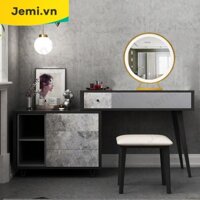 Bàn Trang Điểm Đen Đá Gương LED