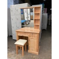Bàn trang điểm gỗ sồi cao cấp gương vuông cổ điển
