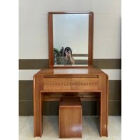 Bàn trang điểm gỗ sồi gỗ xoan đào dài 80 cm 2 ngăn kéo kèm ghế, bàn trang điểm đèn led tùy mẫu