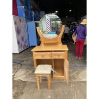 BÀN TRANG ĐIỂM GỖ SỒI KÍNH TRÒN CAO CẤP