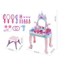 Bàn trang điểm kèm đàn piano cho bé gái cực kỳ dễ thương, bộ trang điểm cho bé
