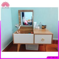 Bàn trang điểm mini ngồi bệt có gương gấp gọn chất liệu gỗ MDF chắc chắn