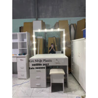 Bàn trang điểm nhựa Đài loan có đèn led kèm ghế freeship