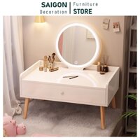 Bàn trang điểm sẵn gương led màu trắng bàn phấn mini ngồi bệt decor phòng ngủ sang trọng – SGP202