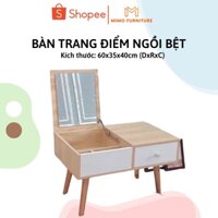 Bàn Trang Điểm, Tủ Đầu Giường Có Gương Chất Liệu Gỗ MDF Bàn Học Ngồi Bệt Kích Thước 60 x 40 x 35 Cm