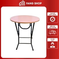 Bàn tròn cafe gấp gọn chất liệu gỗ kích thước 60x72cm, Bàn cà phê chân sắt sơn tĩnh điện tiện dụng